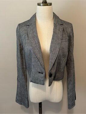 Anthropologie Cropped Gray Blazer Jacket